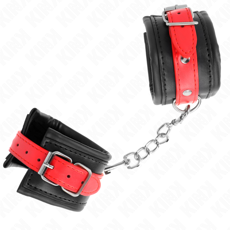 KINK - POLSBANDJES ZWART MET RODE BAND VERSTELBAAR 17-28 CM X 6 CM