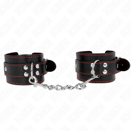 KINK - POLSBROEKEN ZWART MET RODE VOERING VERSTELBAAR 20-28 CM X 5.5 CM