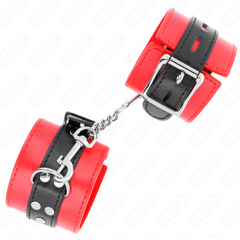 KINK - POLSBANDJES ROOD MET ZWARTE RIEM VERSTELBAAR 17-28 CM X 6 CM