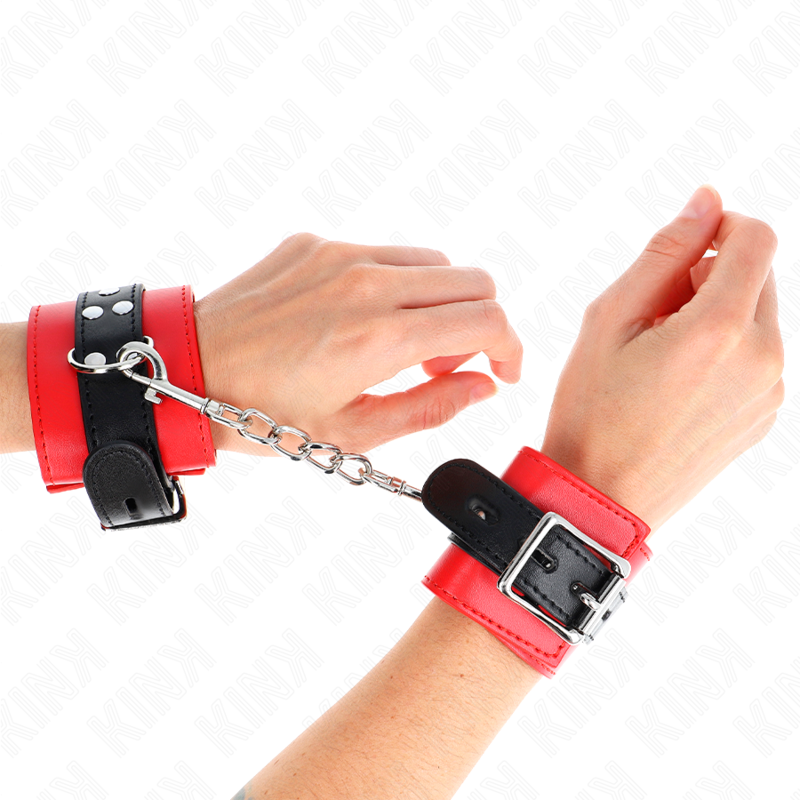 KINK - POLSBANDJES ROOD MET ZWARTE RIEM VERSTELBAAR 17-28 CM X 6 CM