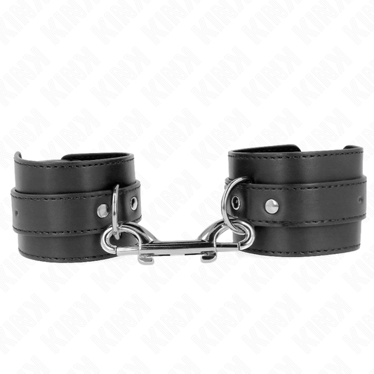 KINK - HANDBOEIEN-ENKELE RIJ KLINKNAGELS EN GROTE GESPHART ZWART VERSTELBAAR 17-28 CM X 5 CM