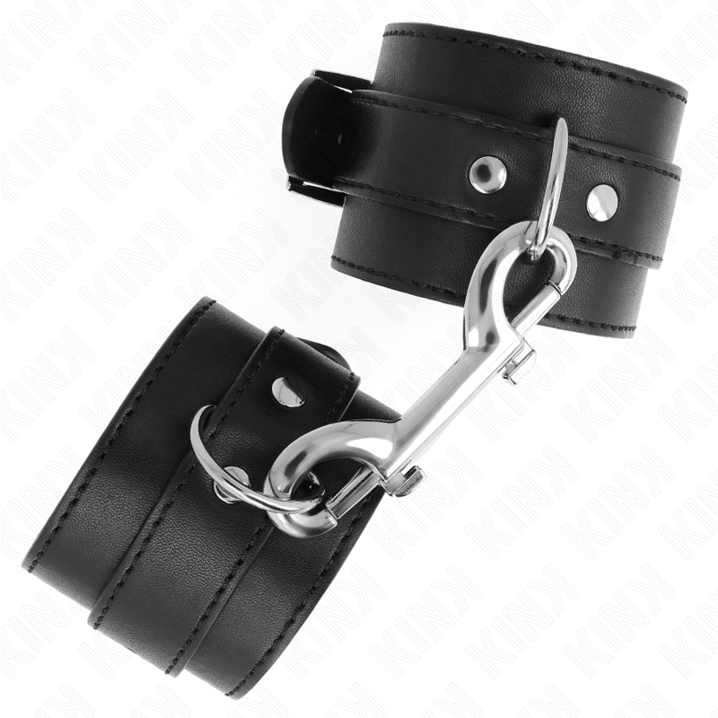 KINK - HANDBOEIEN-ENKELE RIJ KLINKNAGELS EN GROTE GESPHART ZWART VERSTELBAAR 17-28 CM X 5 CM