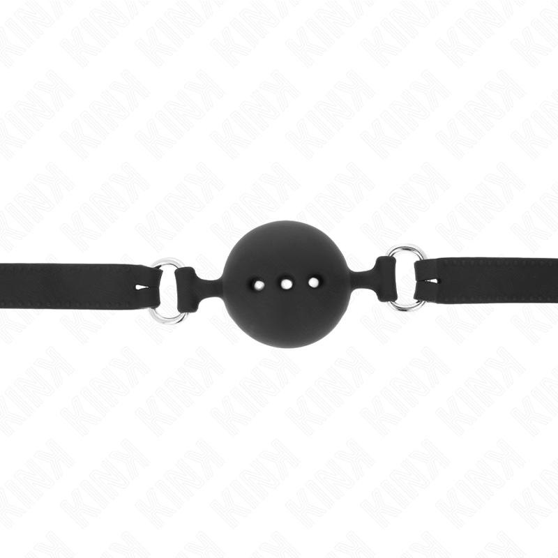 KINK - VOLLEDIG SILICONEN KNEVEL 55 x 2 CM MET BAL VAN 4,5 CM MAAT M ZWART VERSTELBAAR 35-51 CM
