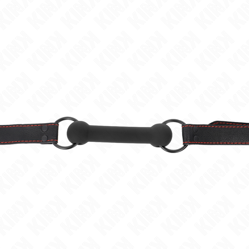 KINK - BONE GAG MET KUNSTLEDEREN RIEM ZWART VERSTELBAAR 41-57 CM