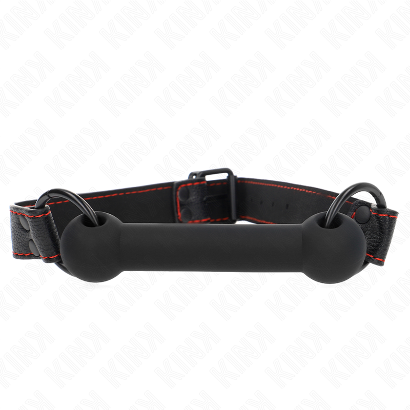 KINK - BONE GAG MET KUNSTLEDEREN RIEM ZWART VERSTELBAAR 41-57 CM