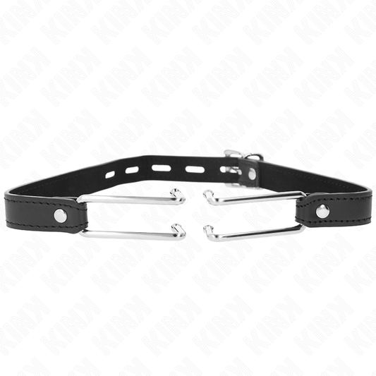 KINK - METALEN MUILKORF 11,5 CM MET KUNSTLEREN BAND VERSTELBAAR 39-58 CM X 2 CM