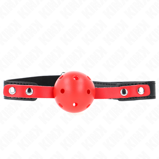KINK - RODE HOLLE HARDE BAL 4 CM KNEVEL ZWARTE BAND 60 x 2 CM VERSTELBAAR 37-52 CM
