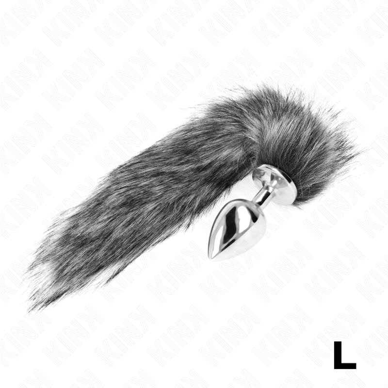 KINK - ANAALPLUG MAAT L 10 X 4 CM MET SYNTHETISCHE STAART 40 CM GRIJS