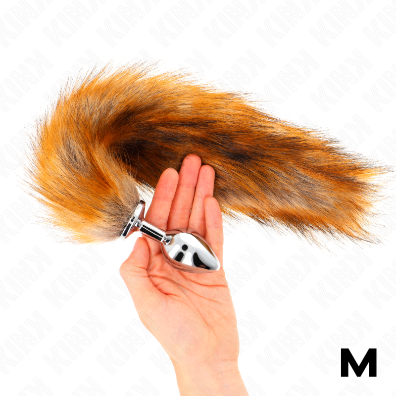 KINK - ANAALPLUG MAAT M 8 X 3,5 CM MET SYNTHETISCHE STAART 40 CM BRUIN