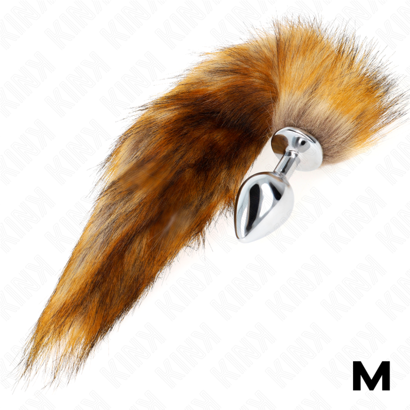 KINK - ANAALPLUG MAAT M 8 X 3,5 CM MET SYNTHETISCHE STAART 40 CM BRUIN