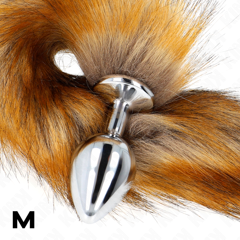 KINK - ANAALPLUG MAAT M 8 X 3,5 CM MET SYNTHETISCHE STAART 40 CM BRUIN