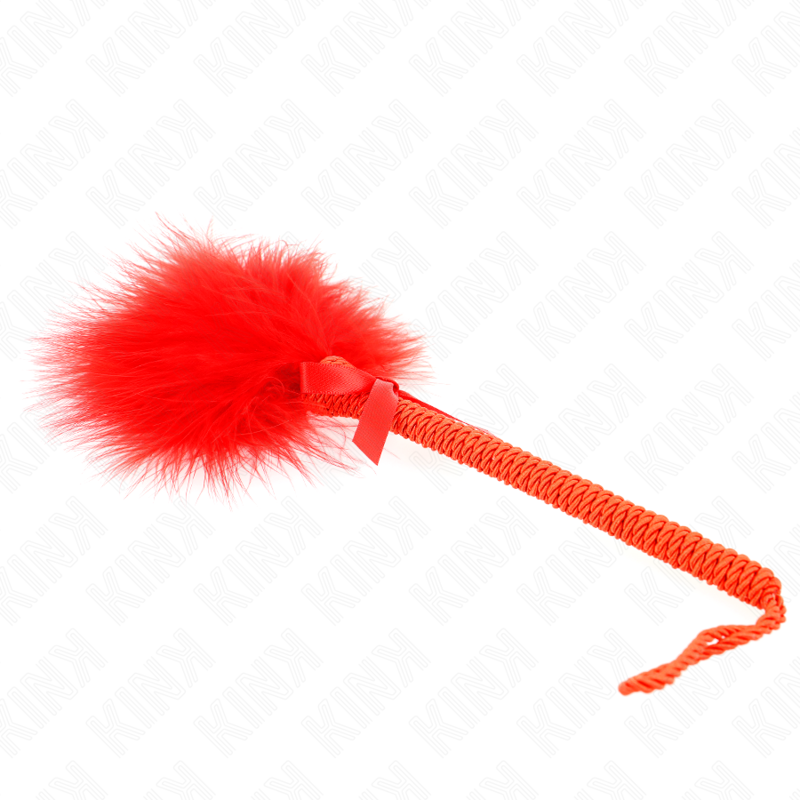 KINK - NYLON TOUWEN ZWEEP MET PRIKKELVEER EN RODE STRIK 25 CM