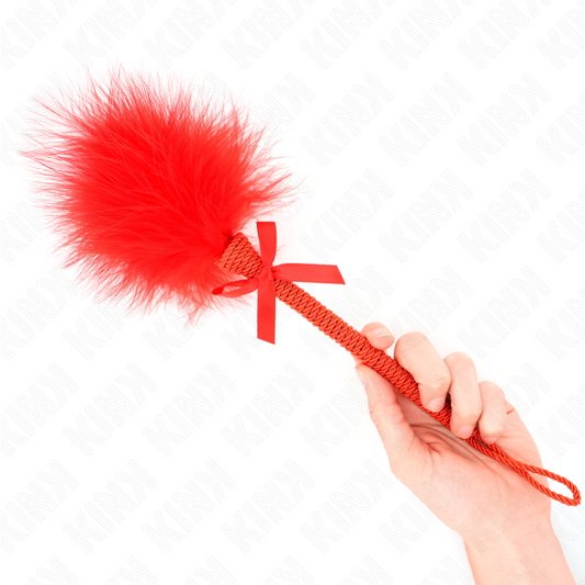 KINK - NYLON TOUWEN ZWEEP MET PRIKKELVEER EN RODE STRIK 25 CM