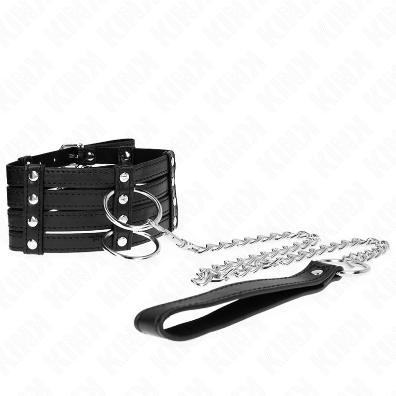 KINK - HALSBAND MET RIEM 65 CM SUB STIJL VERSTELBAAR 35-51 CM X 7 CM