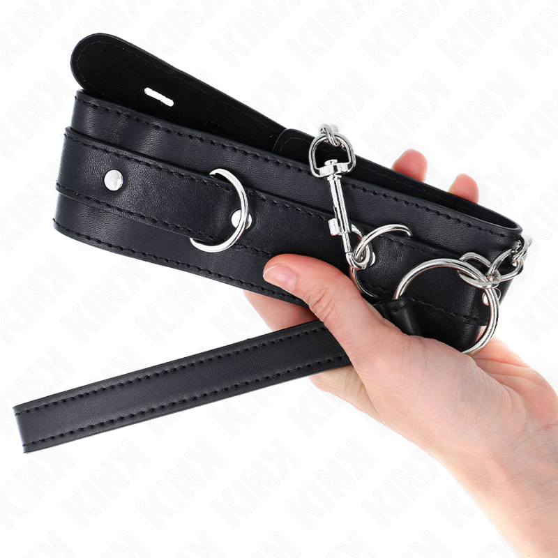 KINK – HALSBAND MET RIEM 65 CM MET BAND ZWART 54 X 4,5 CM