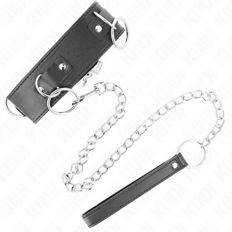 KINK - HALSBAND MET RIEM 65 CM 3 RING MODEL 2 VERSTELBAAR 36-43 CM X 5 CM