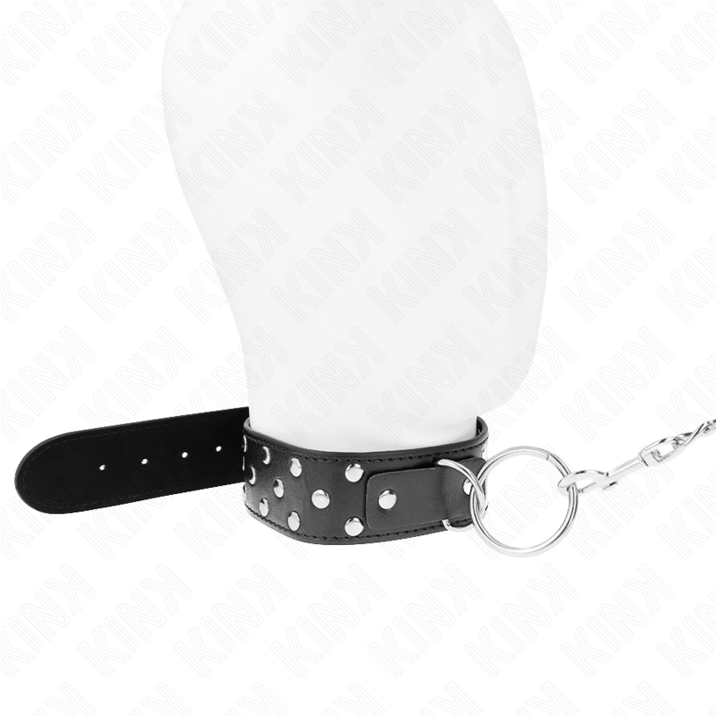 KINK - RING Klinknagelband Ketting met Riem 65 cm Zwart Verstelbaar 36-50 cm x 3,8 cm