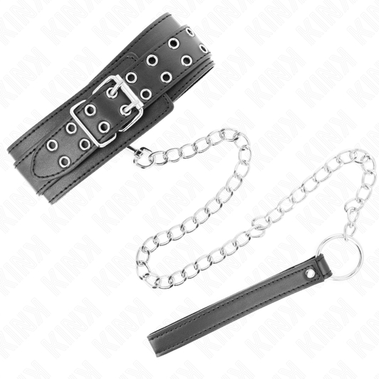 KINK - KETTING MET BAND 65 CM ZILVEREN GESPSLUITINGEN VERSTELBAAR 33-46 CM X 5.5 CM