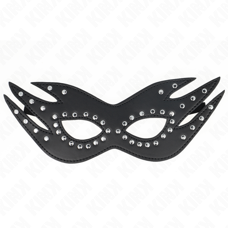 KINK - KUNSTLEDEREN MASKER MET KLINKNAGELS MODEL 3 26 x 9,5 CM