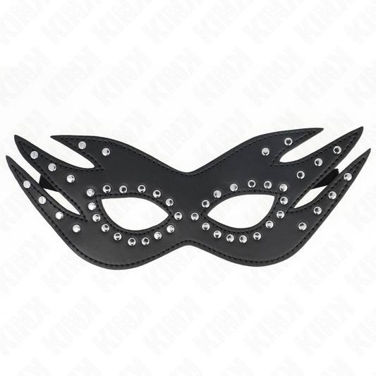 KINK - KUNSTLEDEREN MASKER MET KLINKNAGELS MODEL 3 26 x 9,5 CM