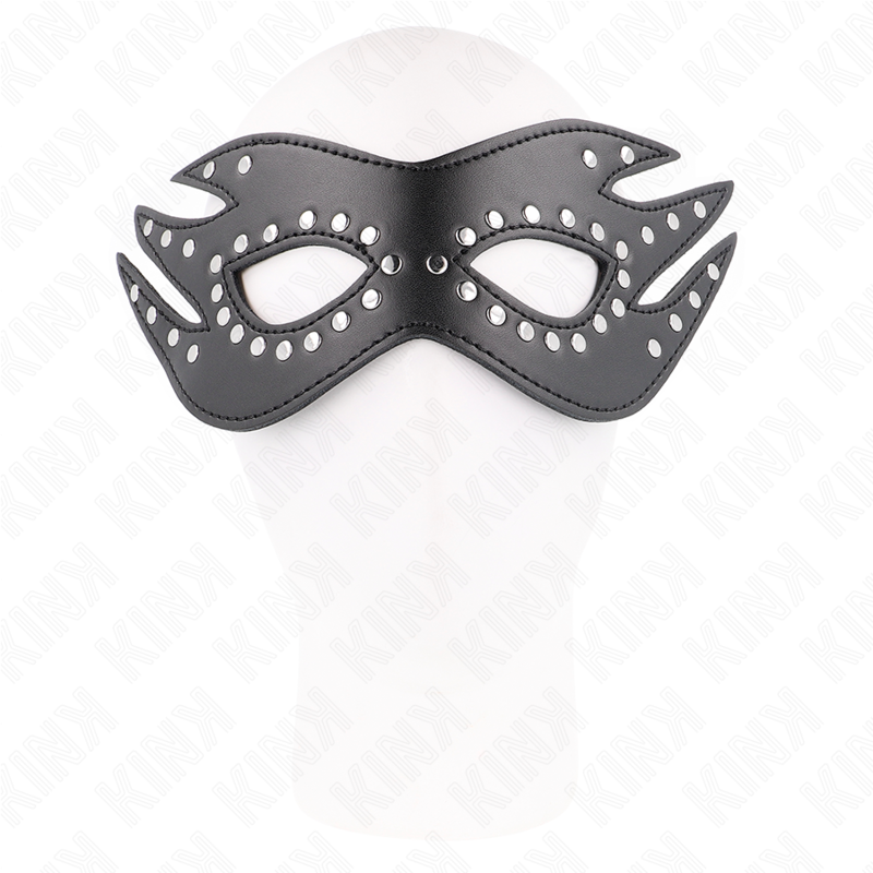 KINK - KUNSTLEDEREN MASKER MET KLINKNAGELS MODEL 3 26 x 9,5 CM