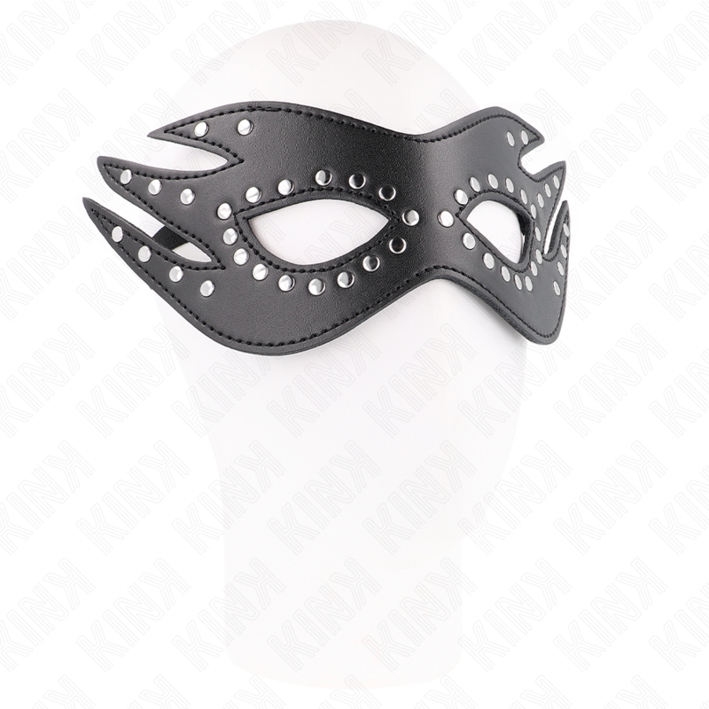 KINK - KUNSTLEDEREN MASKER MET KLINKNAGELS MODEL 3 26 x 9,5 CM