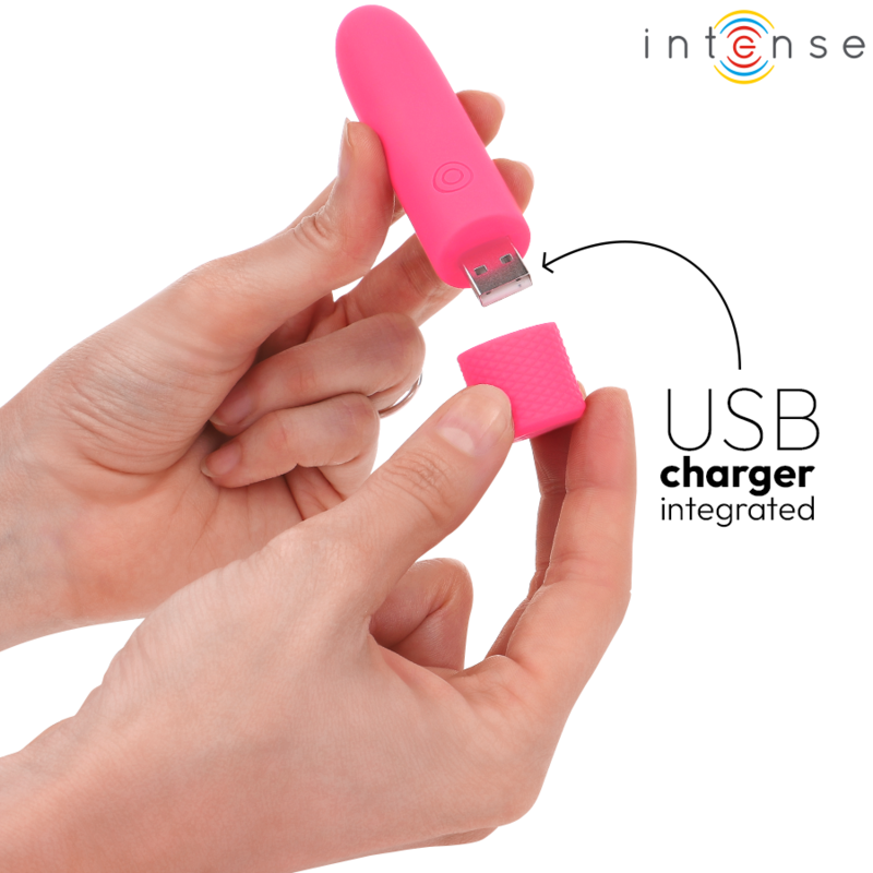 INTENSE - SYMONE USB OPLAADBARE VIBRERENDE KOGEL 8 VIBRATIES ROZE 10 X 2.2 CM
