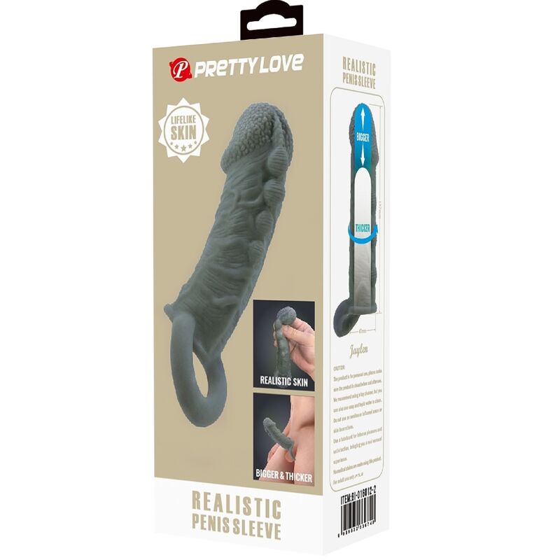 PRETTY LOVE - REALISTISCHE PENISVERGROTER EN VERTRAGINGSMOUW GRIJS