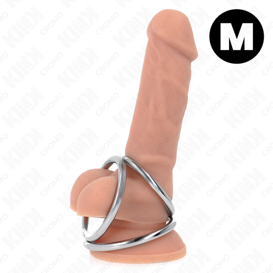 KINK - TRIPLE CHROME METALEN PENISRING 3.8 CM TOT 5 CM MODEL 2