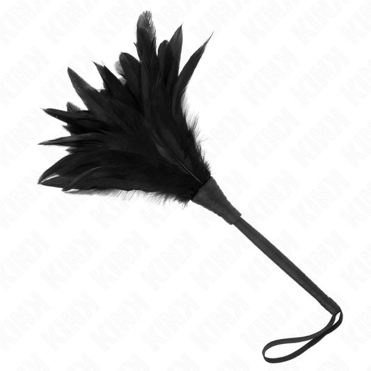 KINK - ZWARTE MEIDEN HOORNVORMIGE KIPPENVEREN KITTELEN 36 CM