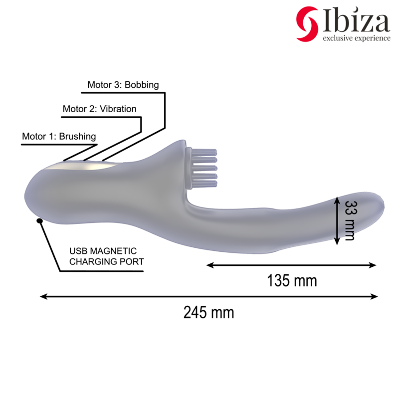 IBIZA - HI-TECH KONIJNENBORSTEL MULTI-CEL CLITORALE EN DUBBELE GOLF VIBRATOR