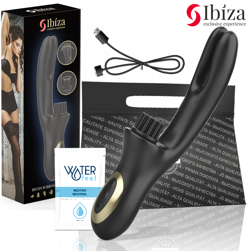 IBIZA - HI-TECH KONIJNENBORSTEL MULTI-CEL CLITORALE EN DUBBELE GOLF VIBRATOR