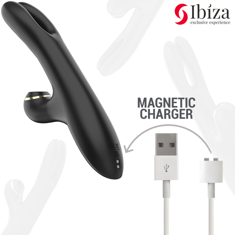 IBIZA - DUBBELE VIBRATOR KLEMMEND ZWART