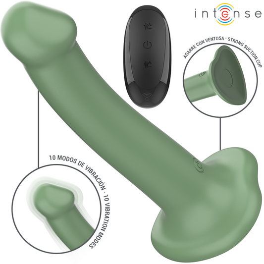 INTENSE - BECCA VIBRATOR MET ZUIGNAP 10 TRILLINGEN GROENE AFSTANDSBEDIENING