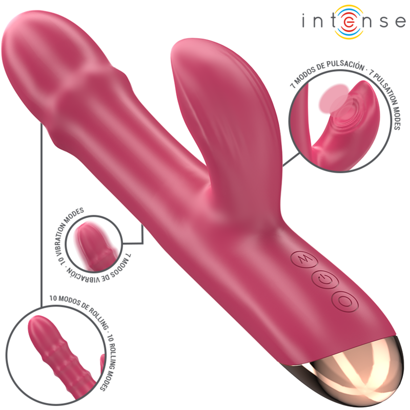 INTENSE - CHLOE MULTIFUNCTIONELE VIBRATOR 3 IN 1 ROOD