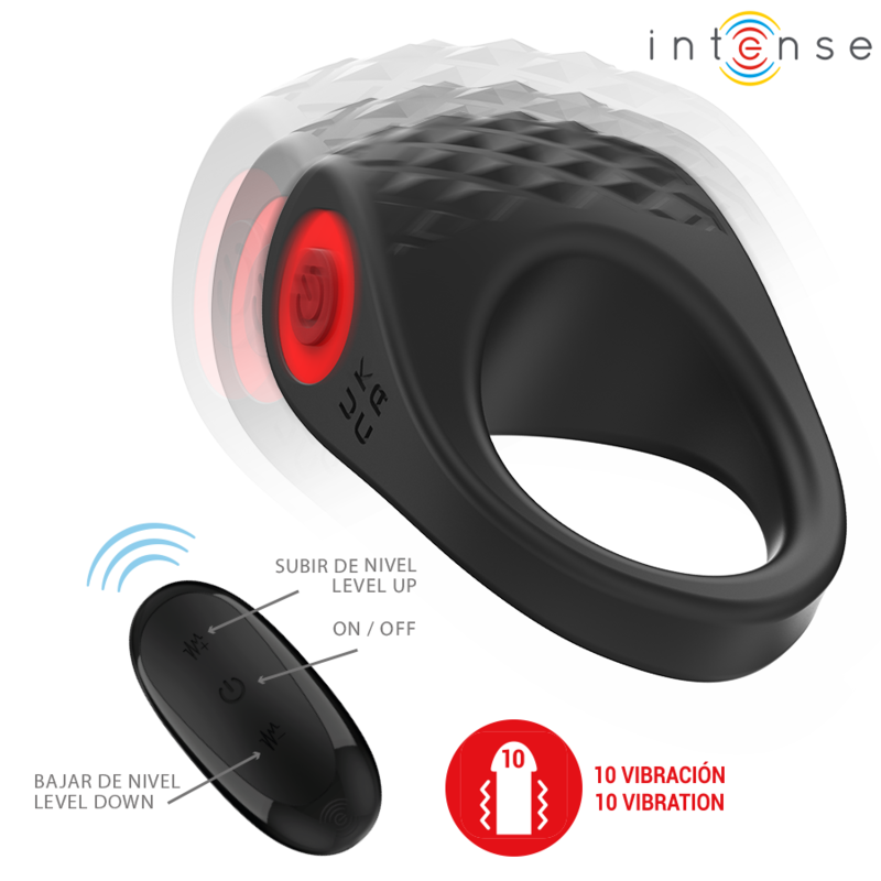 INTENSE - CLOVER VIBRATOR PENISRING 10 TRILLINGEN ZWART