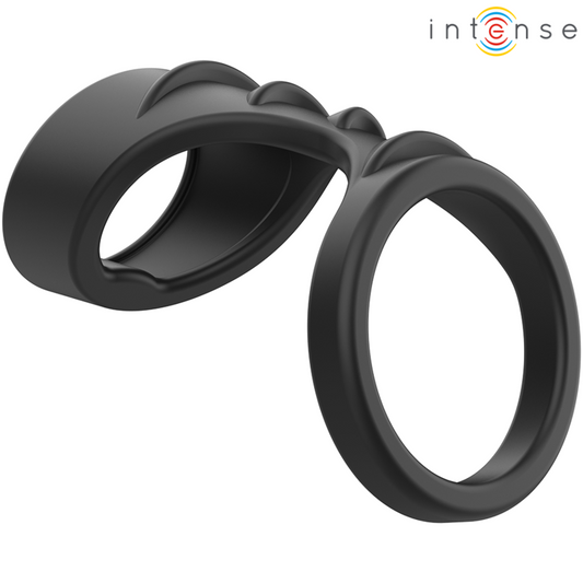 INTENSE - THEO DUBBELE SILICONEN PENISRING ZWART MODEL 3