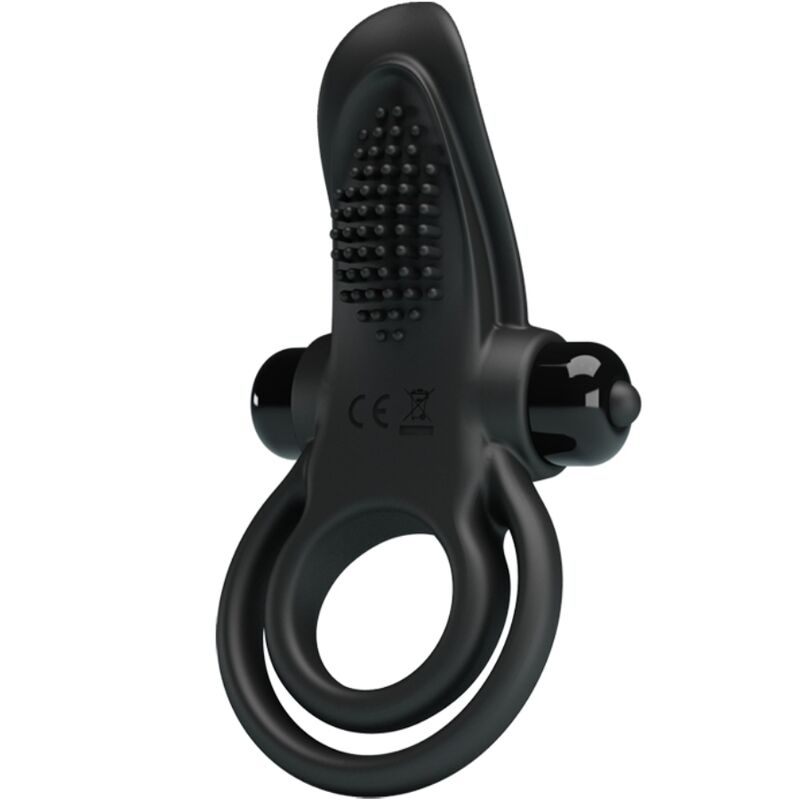 PRETTY LOVE - DUBBELE TRILLINGSRING + CLITORISSTIMULATOR 10 TRILLINGEN ZWART