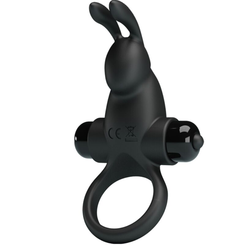 PRETTY LOVE - TRILLENDE RING + KONIJN CLITORIS STIMULATOR 10 TRILLINGEN ZWART
