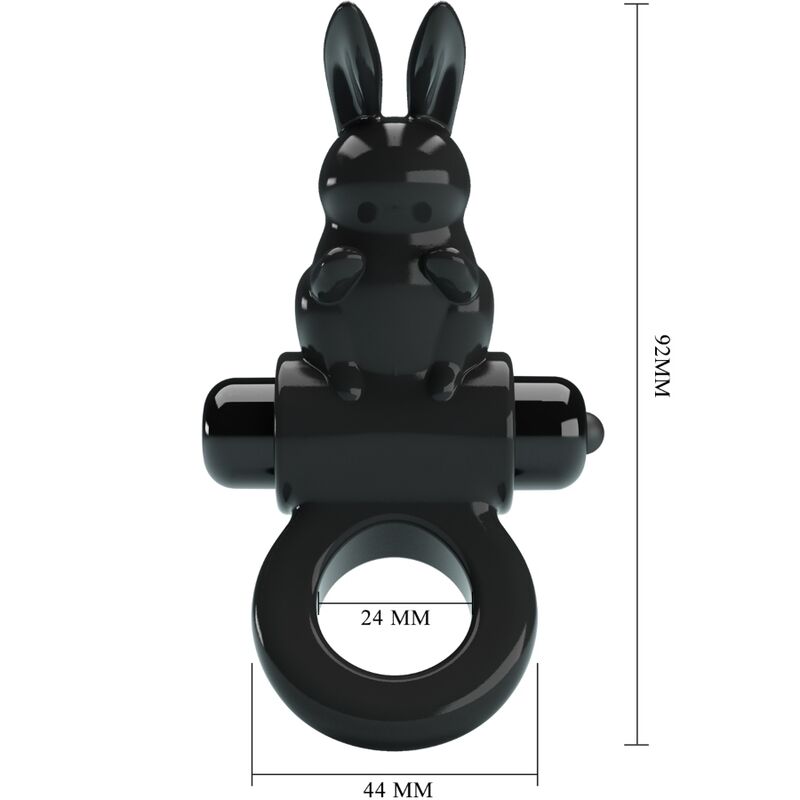 PRETTY LOVE - EXCITING RING RABBIT VIBRATORRING 10 TRILLINGEN ZWART