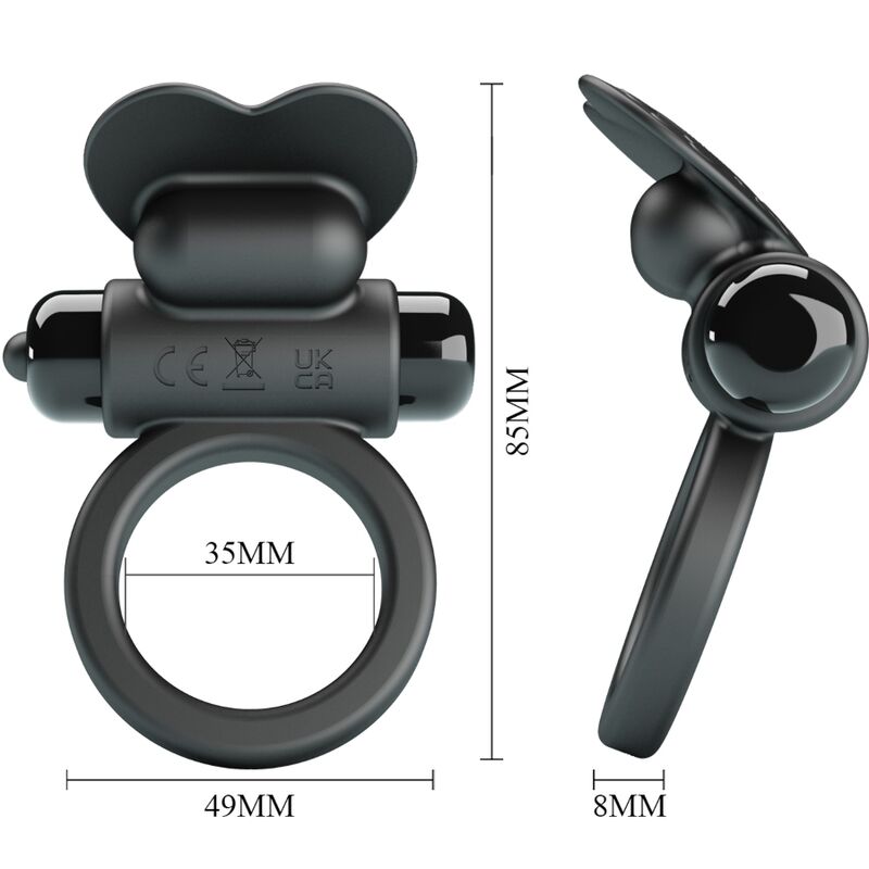 PRETTY LOVE - DEBONAIRE VIBRERENDE PENISRING MET CLITORISSTIMULATOR 10 TRILLINGEN ZWART