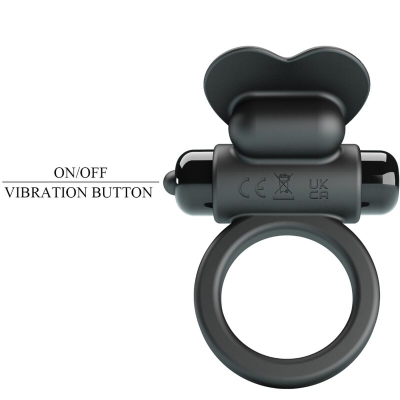 PRETTY LOVE - DEBONAIRE VIBRERENDE PENISRING MET CLITORISSTIMULATOR 10 TRILLINGEN ZWART