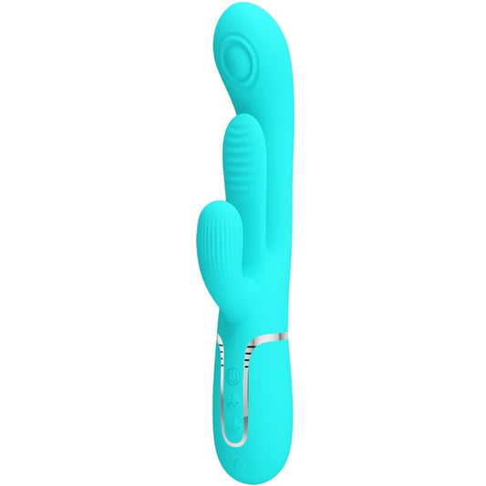 PRETTY LOVE - SHANIA TRIPLE RABBIT MULTIFUNCTIONELE VIBRATOR 3 IN 1 BLAUW