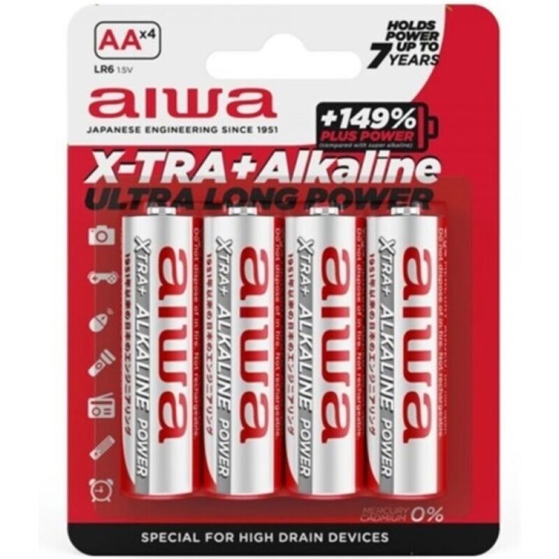 AIWA - X-TRA ALKALINE AA ALKALINE BATTERIJ LR6 BLISTER*4