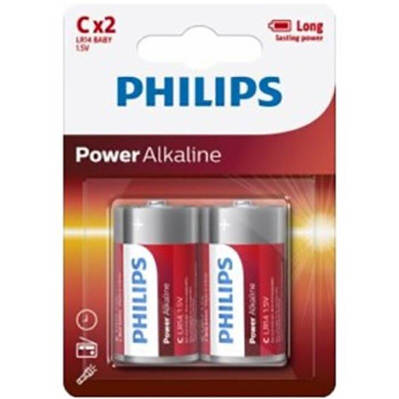 PHILIPS - POWER ALKALINE BATTERIJ C LR14 BLISTER*2