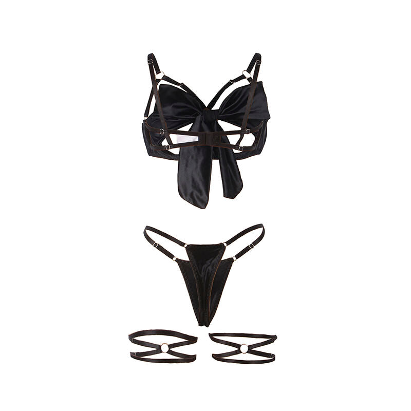 SUBBLIME - 955199 BRA SET WITH ADJUSTABLE BLACK BOW S/M