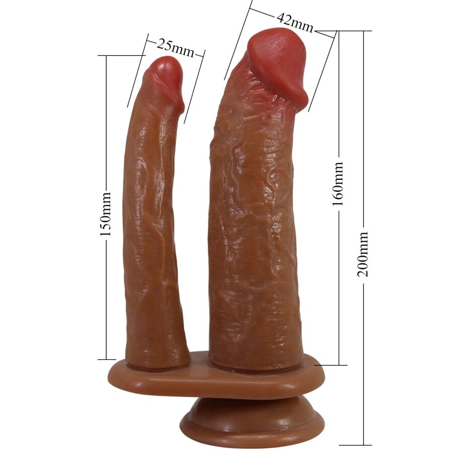 PRETTY LOVE - GORAN DUBBELE DILDO REALISTISCH NATUURLIJK MULATO