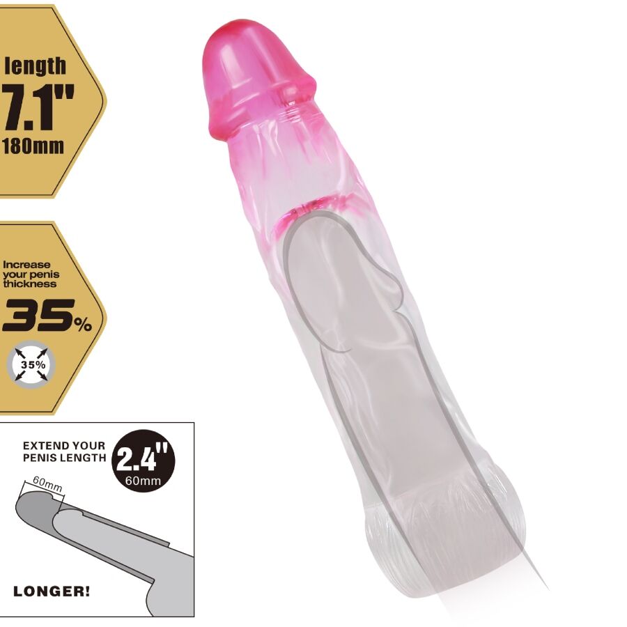 PRETTY LOVE - NERON REALISTISCHE 6 CM VERGROTENDE PENISSLEEVE ROZE