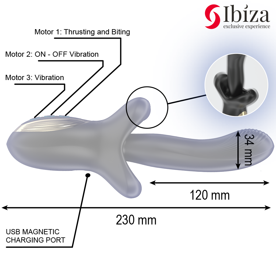 IBIZA - KRACHTIGE VIBRATOR MET STUWENDE EN BIJTENDE WERKING