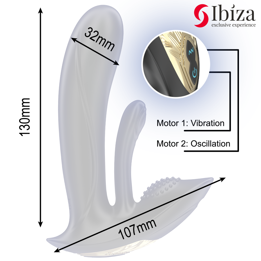 IBIZA - DRAAGBARE VIBRATOR MET G-PUNT- EN CLITORISSTIMULATIE MET AFSTANDSBEDIENING